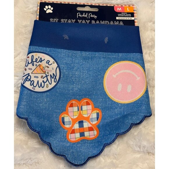 Set of 2 Packed Party Multicolor Dog Bandanas For Pets 20-90 lbs. Sizes M/L - Picture 2 of 10